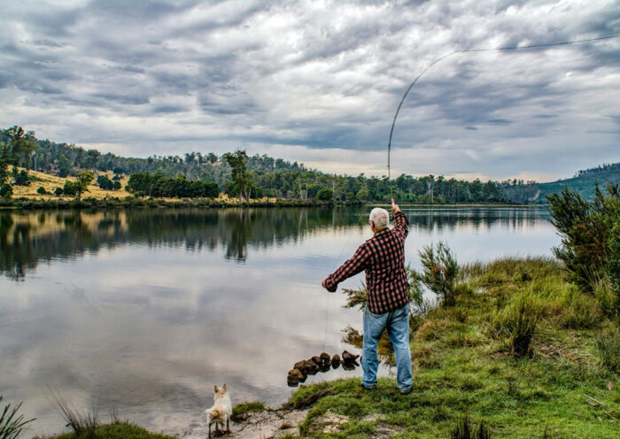 Fly fisherman on a mountain stream