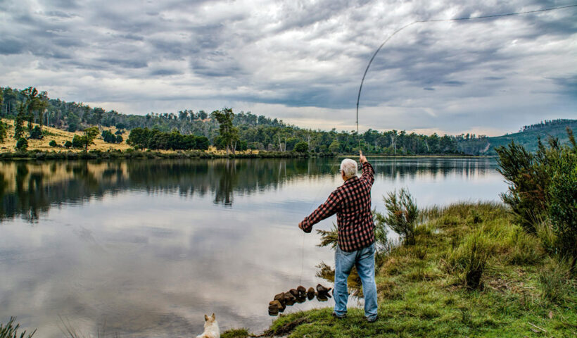 Fly fisherman on a mountain stream