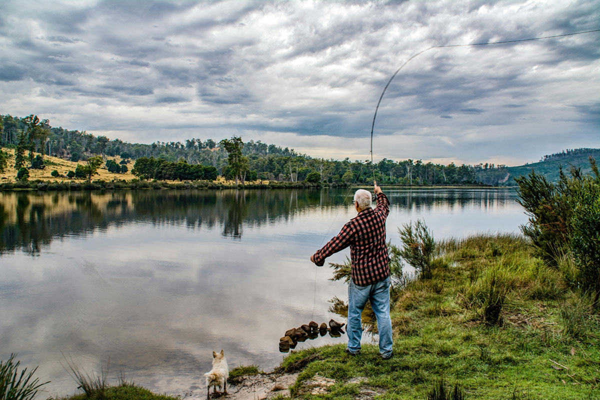 Fly fisherman on a mountain stream